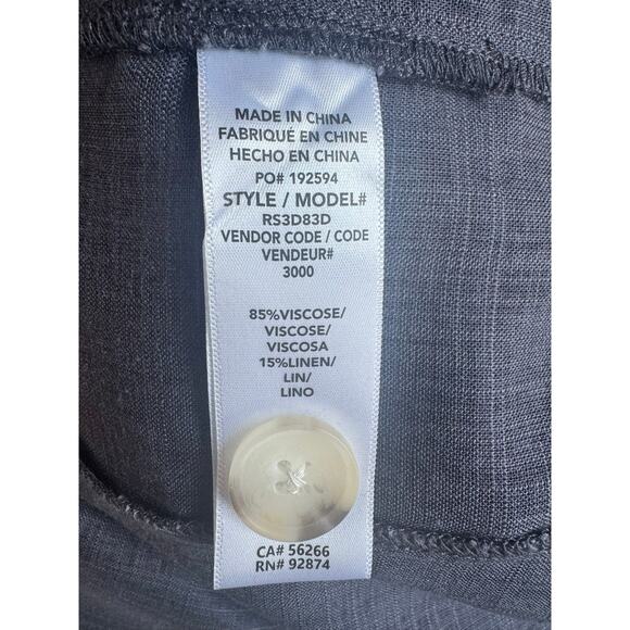 NWT Splendid Haley Linen V-Neck Button Down Shift Dress Pockets Blue Grey boho - Picture 12 of 12